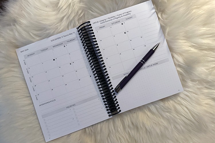 Soul Planner Monthly Spread with Moon Phases